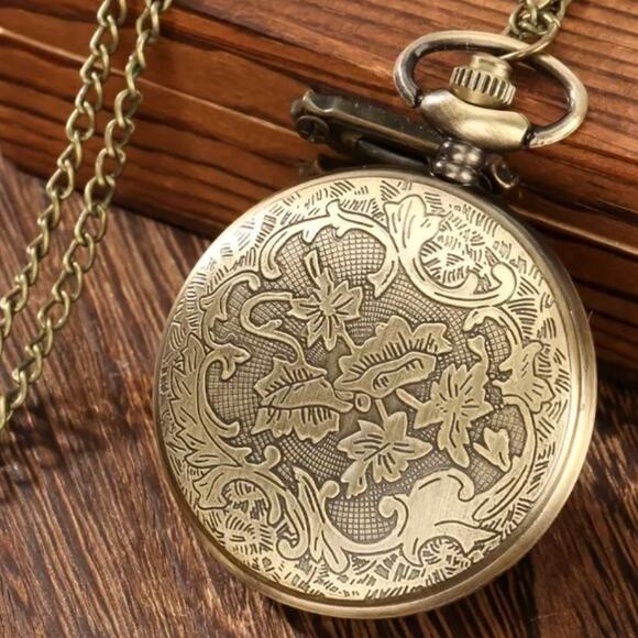Deer Forrest Pocket Watch Hiking Camping Hunter Nature Scene Solid Bronze - NEW! - Picture 5 of 6